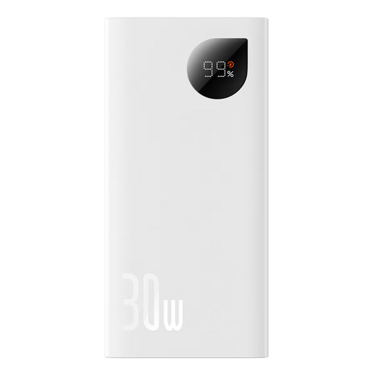 Externá batéria Baseus Adaman2, 10000mAh, 30W, QC + PD, 1 x USB-C - 2 x USB-A, Biela PPAD080002