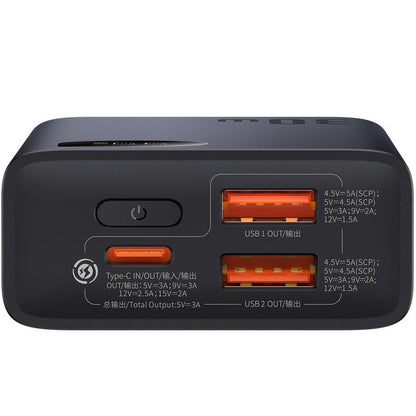 Externá batéria Baseus Adaman2, 10000mAh, 30W, QC + PD, 1 x USB-C - 2 x USB-A, čierna PPAD040101