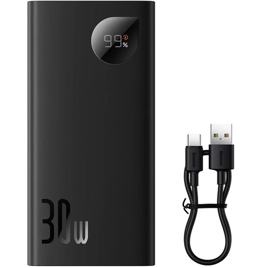 Externá batéria Baseus Adaman2, 10000mAh, 30W, QC + PD, 1 x USB-C - 2 x USB-A, čierna PPAD040101
