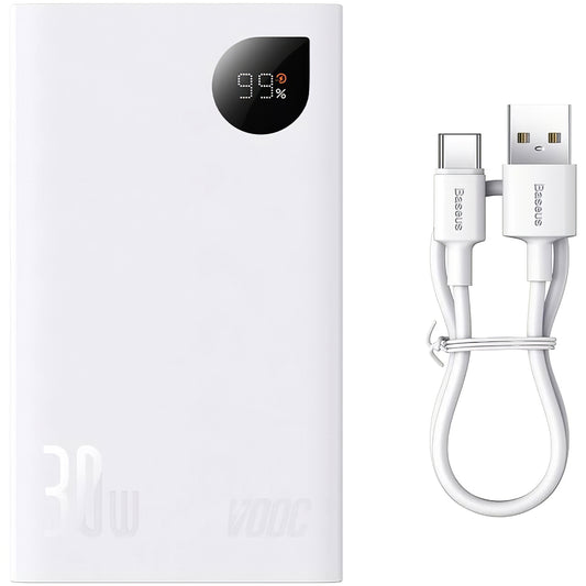 Baseus Adaman2 externá batéria, 20000 mAh, 30 W, QC + PD, 1 x USB-C - 2 x USB-A, biela PPAD080102