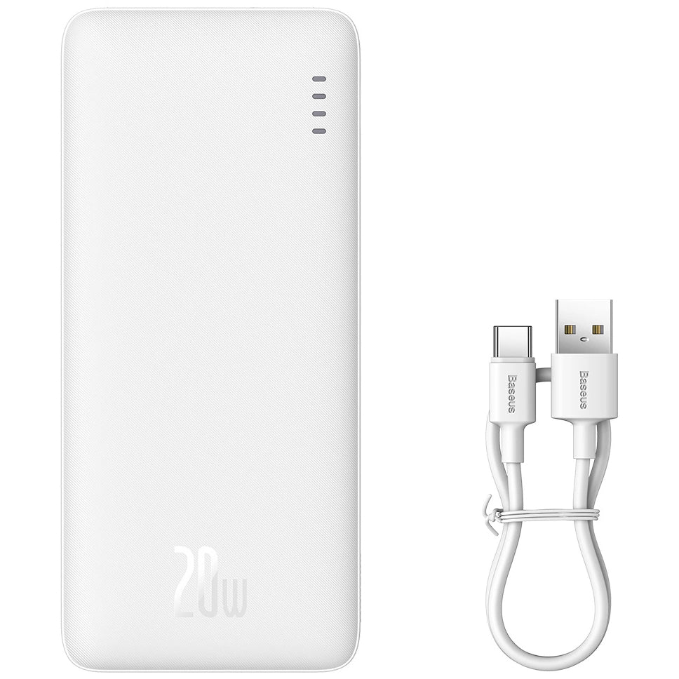 Externá batéria Baseus Airpow, 10000mAh, 20W, QC + PD, 1 x USB-A - 1 x USB-C, Biela