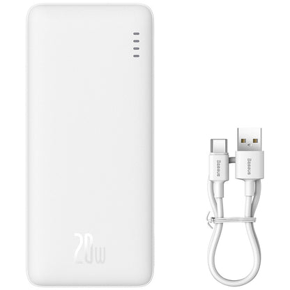 Externá batéria Baseus Airpow, 10000mAh, 20W, QC + PD, 1 x USB-A - 1 x USB-C, Biela