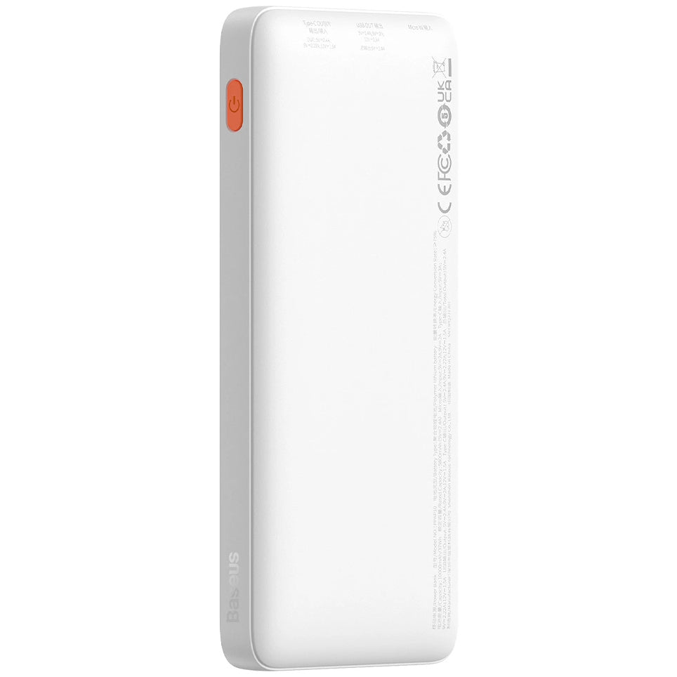 Externá batéria Baseus Airpow, 10000mAh, 20W, QC + PD, 1 x USB-A - 1 x USB-C, Biela