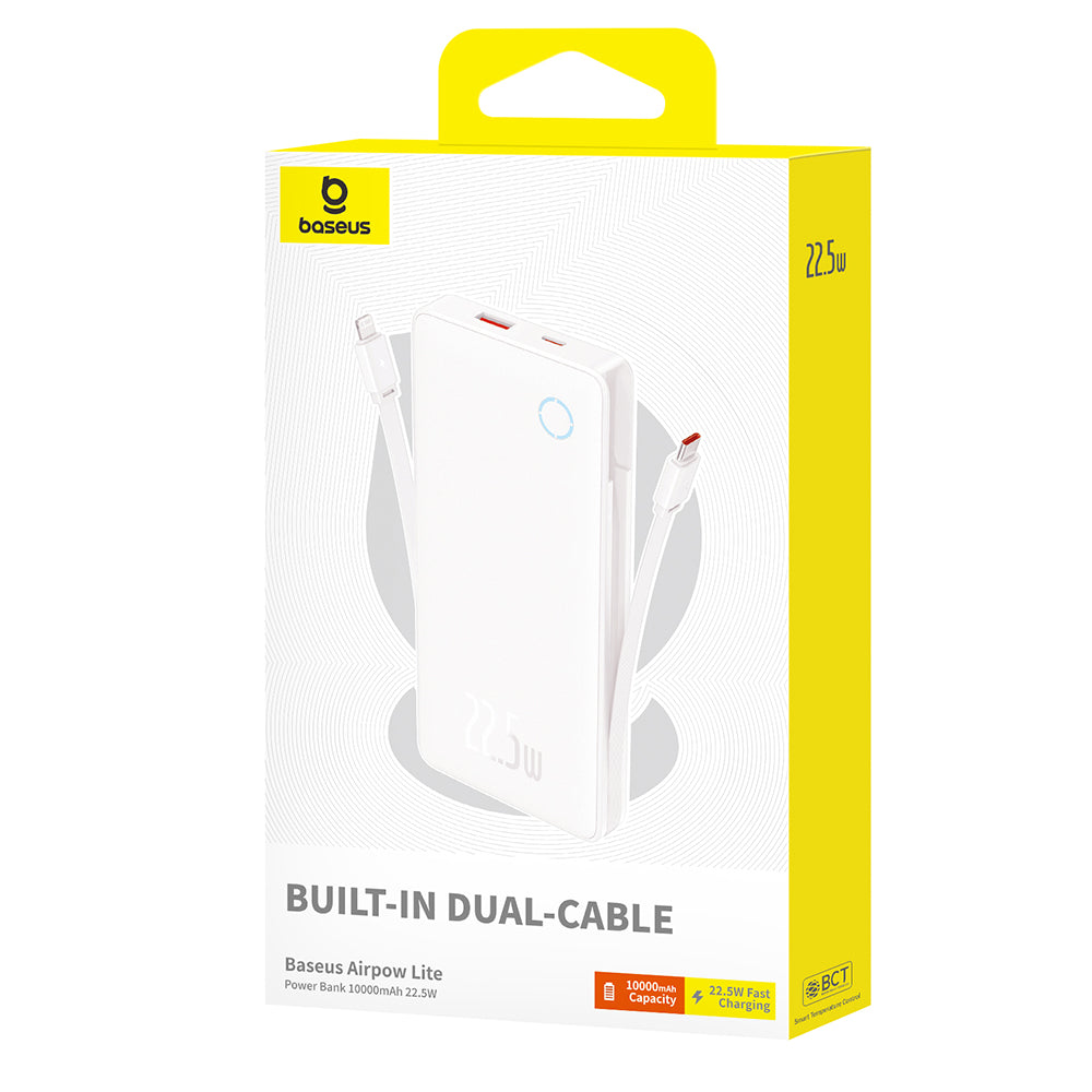 Externá batéria Baseus Airpow Lite, 10000mAh, 22.5W, QC + PD, 1 x Lightning - 1 x USB-A - 2 x USB-C, Biela P10067501213-00