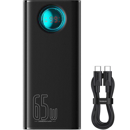 Externá batéria Baseus Amblight Digital Display, 26800mAh, 65W, QC + PD, 1 x USB-C - 4 x USB-A, čierna P10022402113-00