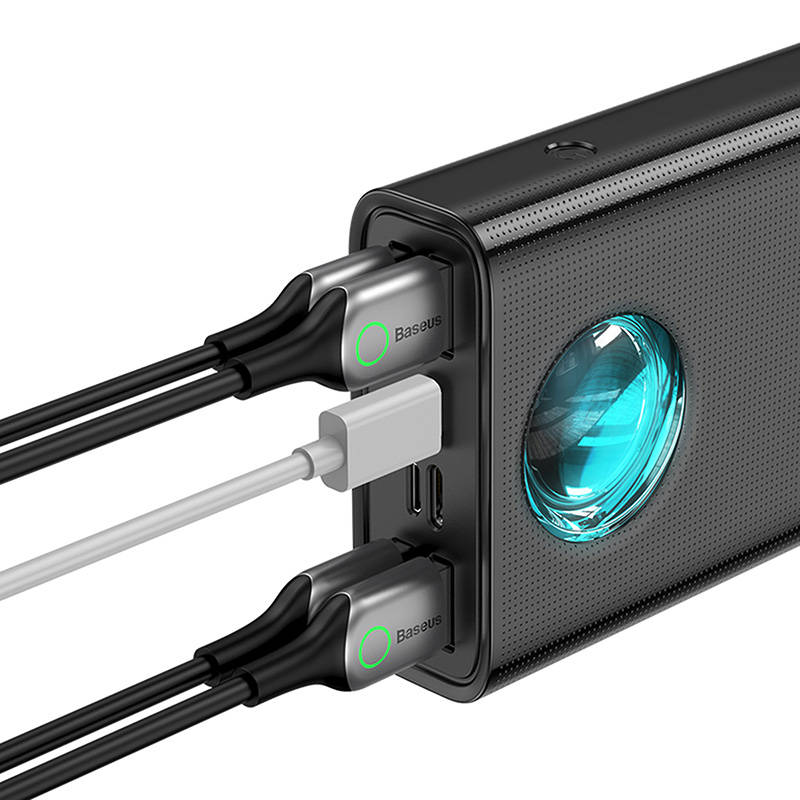 Externá batéria Baseus Amblight Digital Display, 30000mAh, 65W, QC + PD, 1 x USB-C - 4 x USB-A, Čierna PPLG000101