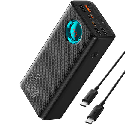 Externá batéria Baseus Amblight Digital Display, 26800mAh, 65W, QC + PD, 1 x USB-C - 4 x USB-A, čierna P10022402113-00