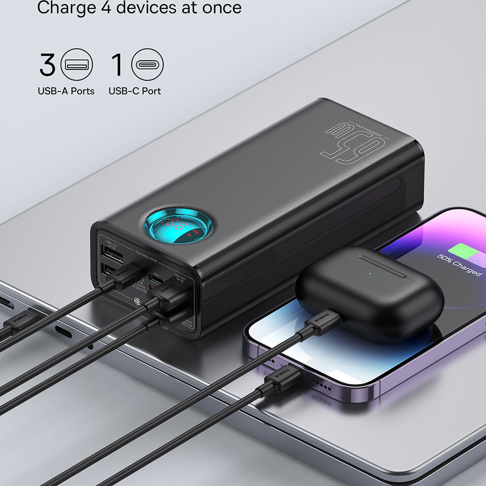 Externá batéria Baseus Amblight Digital Display, 26800mAh, 65W, QC + PD, 1 x USB-C - 4 x USB-A, čierna P10022402113-00