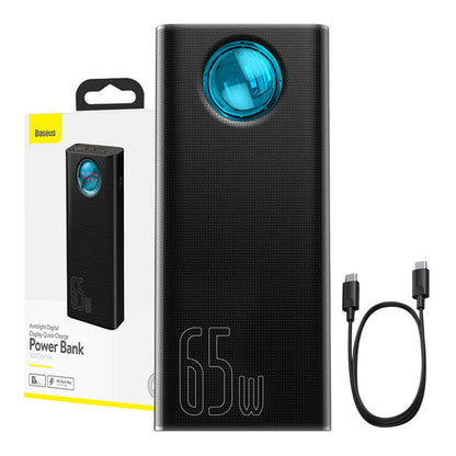 Externá batéria Baseus Amblight Digital Display, 30000mAh, 65W, QC + PD, 1 x USB-C - 4 x USB-A, Čierna PPLG000101