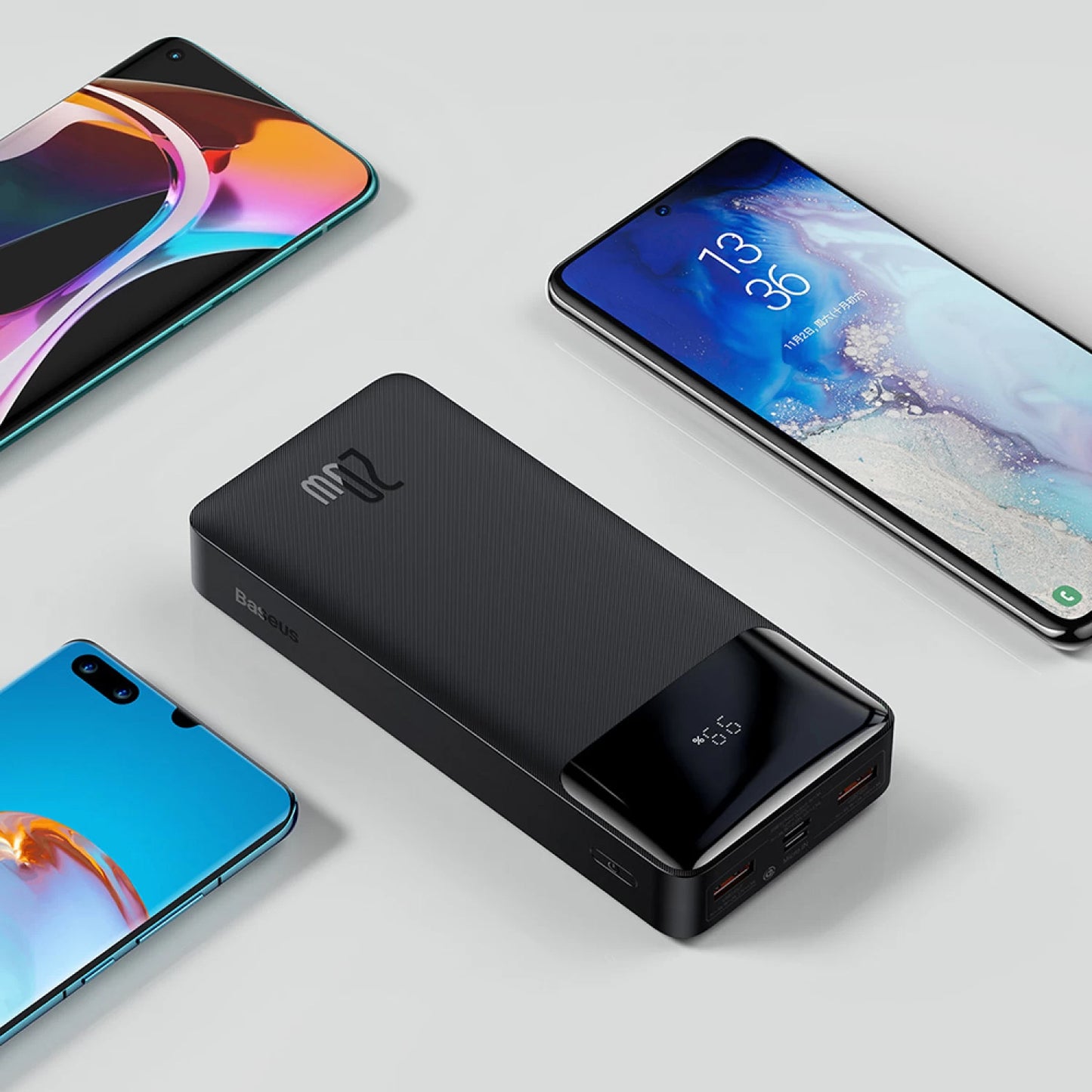 Externá batéria Baseus Bipow, 20000mAh, 20W, QC + PD, 1 x USB-C - 2 x USB-A, čierna PPBD050501