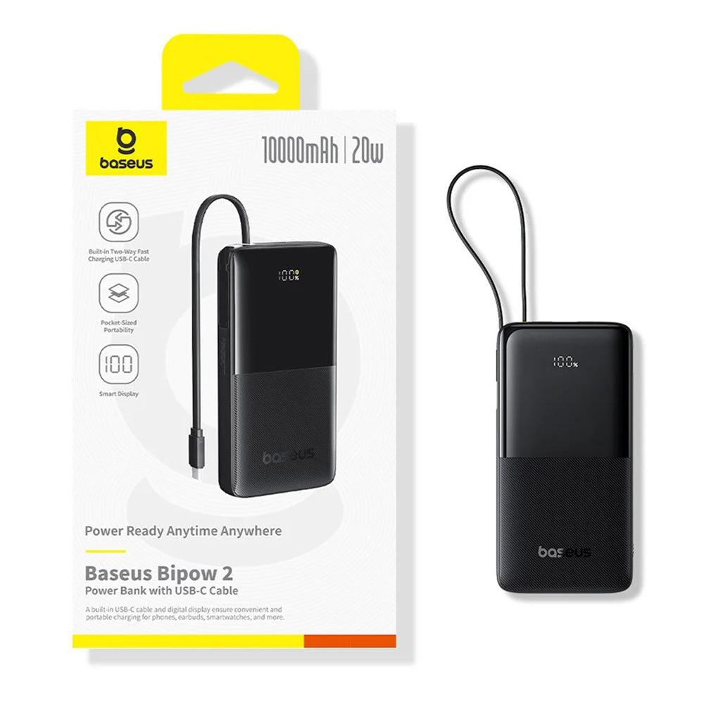 Externá batéria Baseus Bipow 2, 10000mAh, 20W, QC + PD, 1 x USB-A - 2 x USB-C, Čierna P10077101113-00