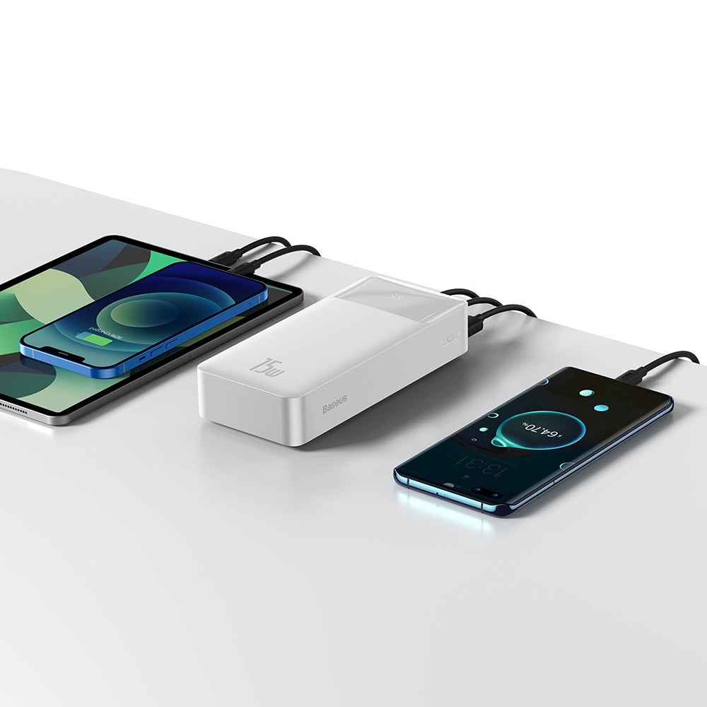 Externá batéria Baseus Bipow, 30000mAh, 15W, 1 x USB-C - 2 x USB-A, Biela PPBD050202