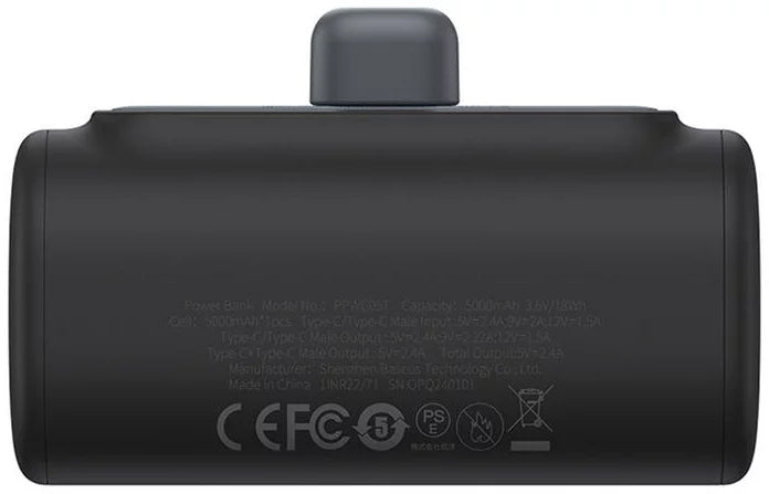 Externá batéria Baseus Compact, 5000mAh, 20W, PD, 1 x Lightning - 1 x USB-C, Čierna P10068307113-00