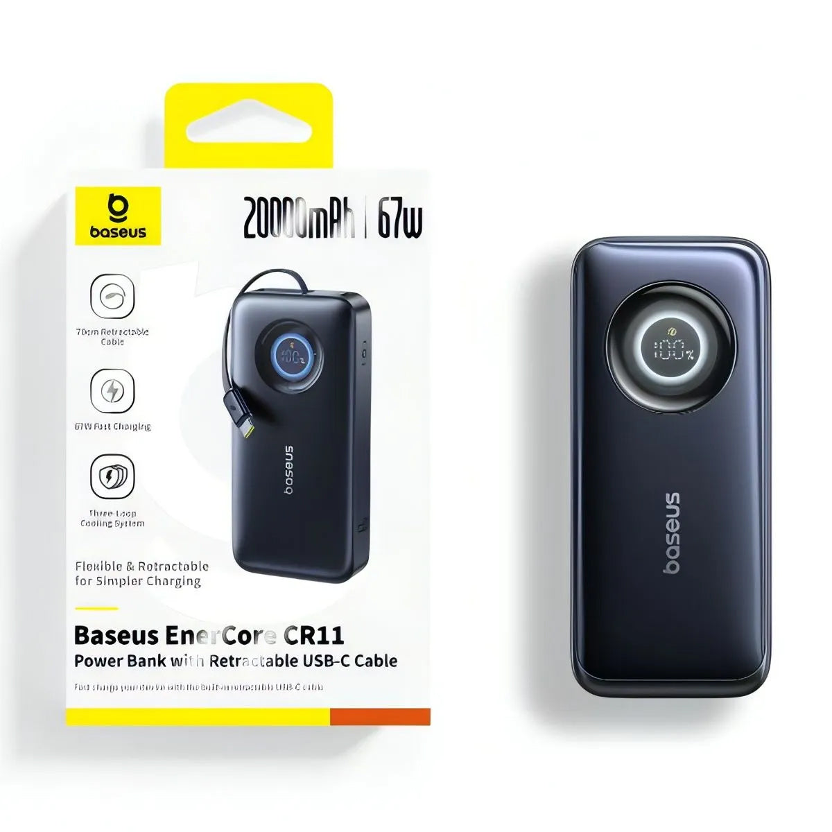 Externá batéria Baseus EnerCore CR11, 20000mAh, 67W, PD, 2 x USB-C, Čierna E0027H00