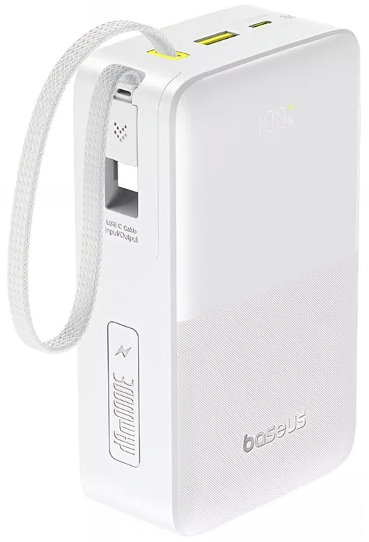 Externá batéria Baseus EnerFill Bipow2 Pro, 30000mAh, 22.5W, QC + PD, 1 x USB-A - 2 x USB-C, Biela E0028101
