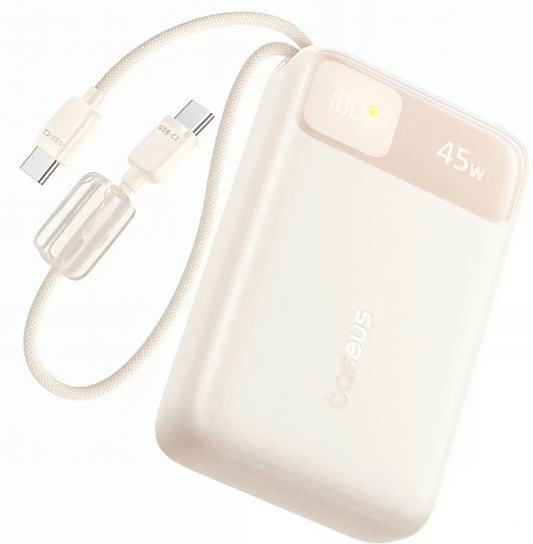 Externá batéria Baseus EnerFill FC11, 20000mAh, 45W, QC + PD, 1 x USB-A - 3 x USB-C, Béžová E0031101