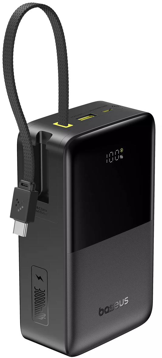 Baseus EnerFill Bipow2 Pro External Battery, 30000mAh, 22.5W, QC + PD, 1 x USB-A - 2 x USB-C, Black E0028100