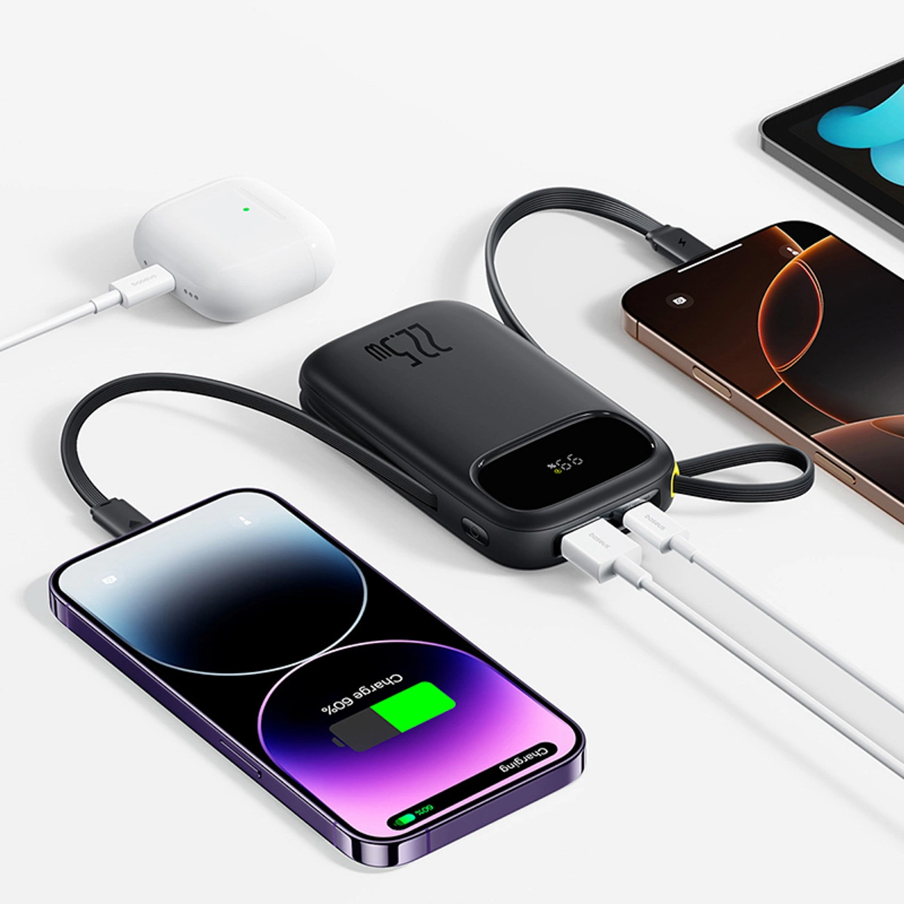 Externá batéria Baseus EnerFill FC31, 10000mAh, 22.5W, QC + PD, 1 x Lightning - 1 x USB-A - 2 x USB-C, Čierna