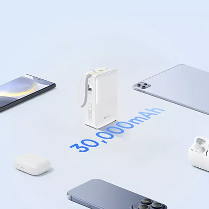 Externá batéria Baseus EnerFill Bipow2 Pro, 30000mAh, 22.5W, QC + PD, 1 x USB-A - 2 x USB-C, Biela E0028101