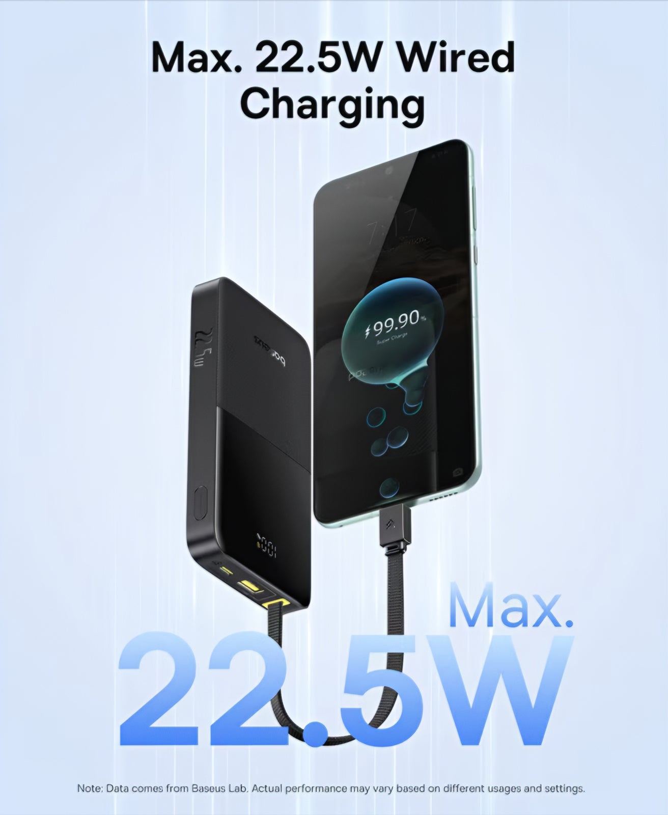 Externá batéria Baseus EnerFill Bipow2 Pro, 10000mAh, 22.5W, QC + PD, 1 x USB-A - 2 x USB-C, Čierna E0027600