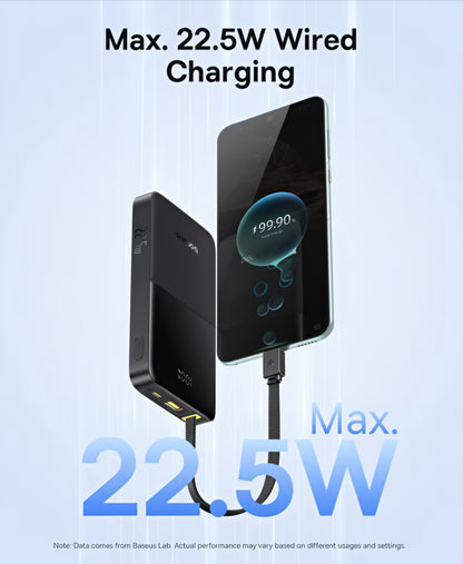Externá batéria Baseus EnerFill Bipow2 Pro, 10000mAh, 22.5W, QC + PD, 1 x USB-A - 2 x USB-C, Čierna E0027600
