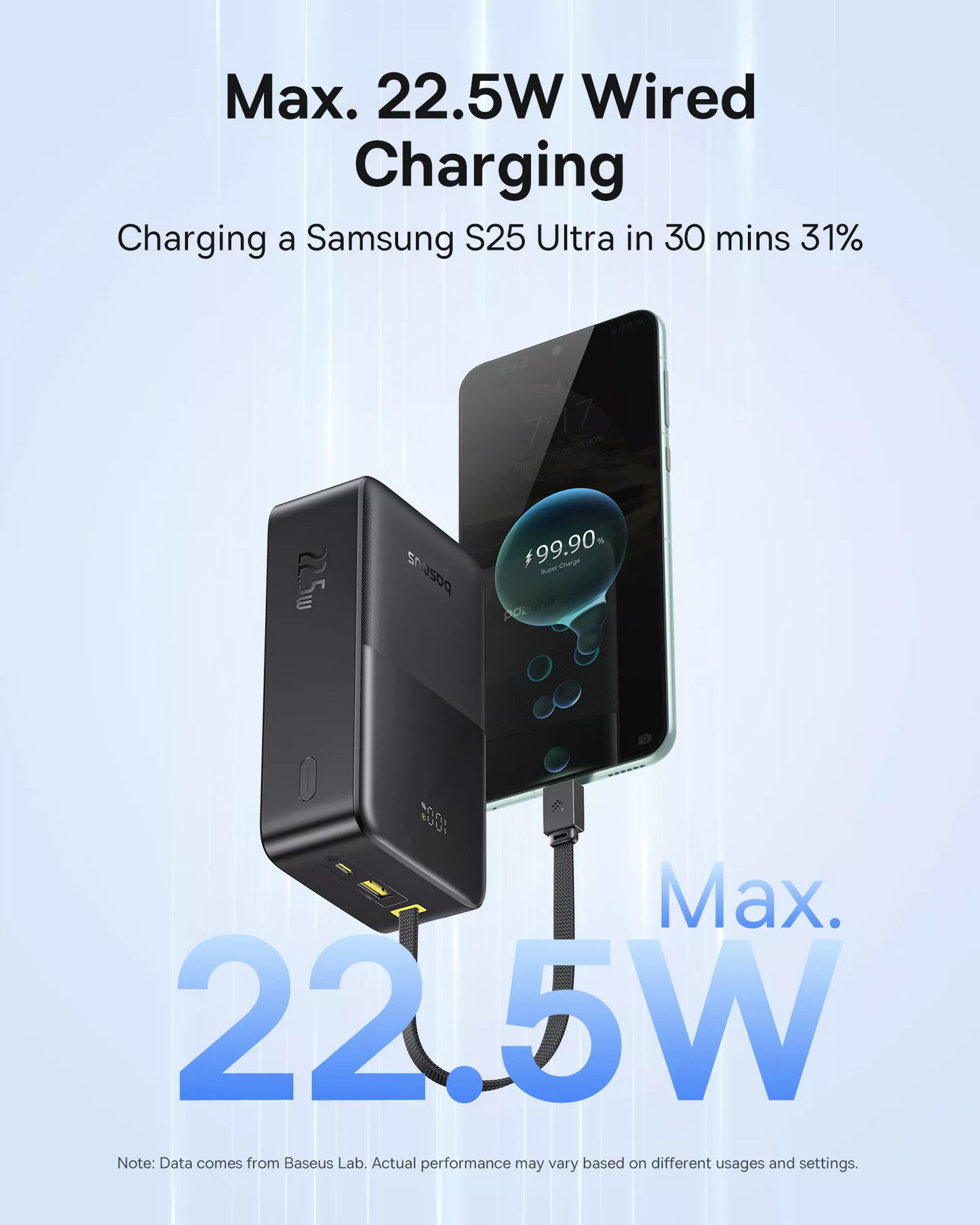 Externá batéria Baseus EnerFill Bipow2 Pro, 30000mAh, 22.5W, QC + PD, 1 x USB-A - 2 x USB-C, Čierna E0028100