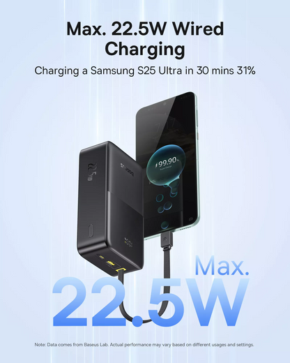 Externá batéria Baseus EnerFill Bipow2 Pro, 30000mAh, 22.5W, QC + PD, 1 x USB-A - 2 x USB-C, Čierna E0028100