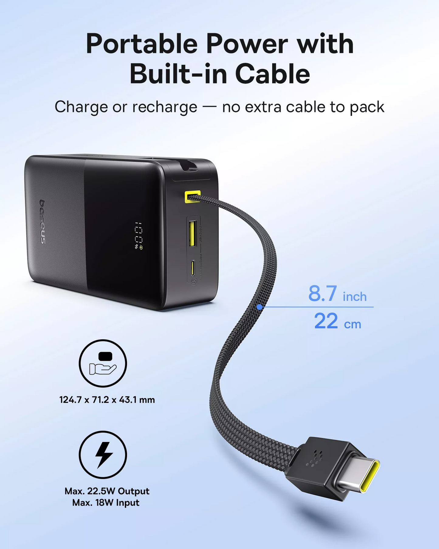 Externá batéria Baseus EnerFill Bipow2 Pro, 30000mAh, 22.5W, QC + PD, 1 x USB-A - 2 x USB-C, Čierna E0028100