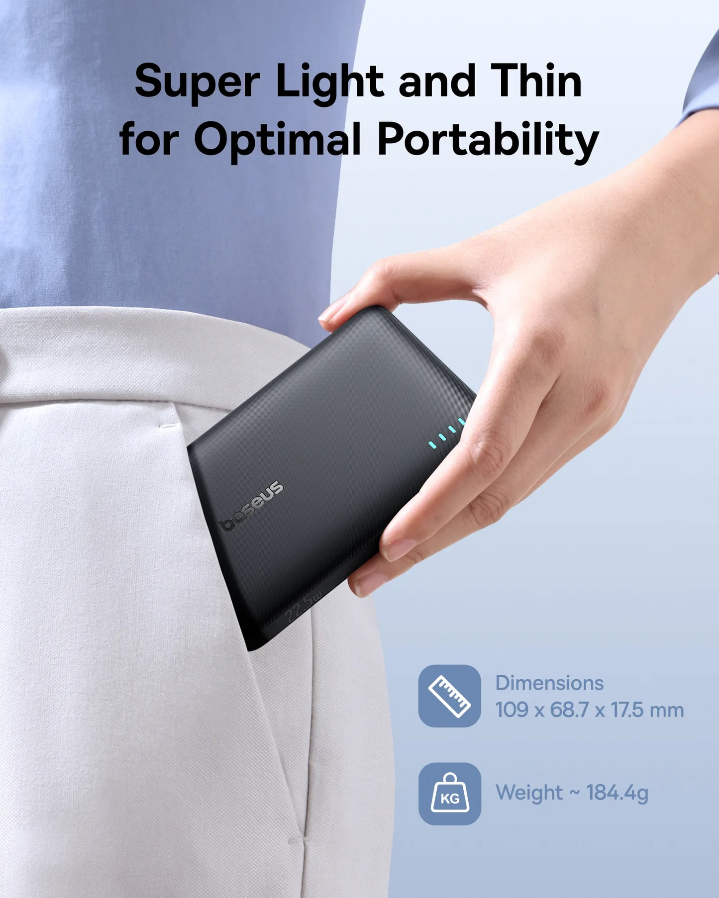 Externá batéria Baseus EnerFill FP21, 10000mAh, 22.5W, QC + PD, 1 x USB-A - 2 x USB-C, Čierna P1008210D123-00