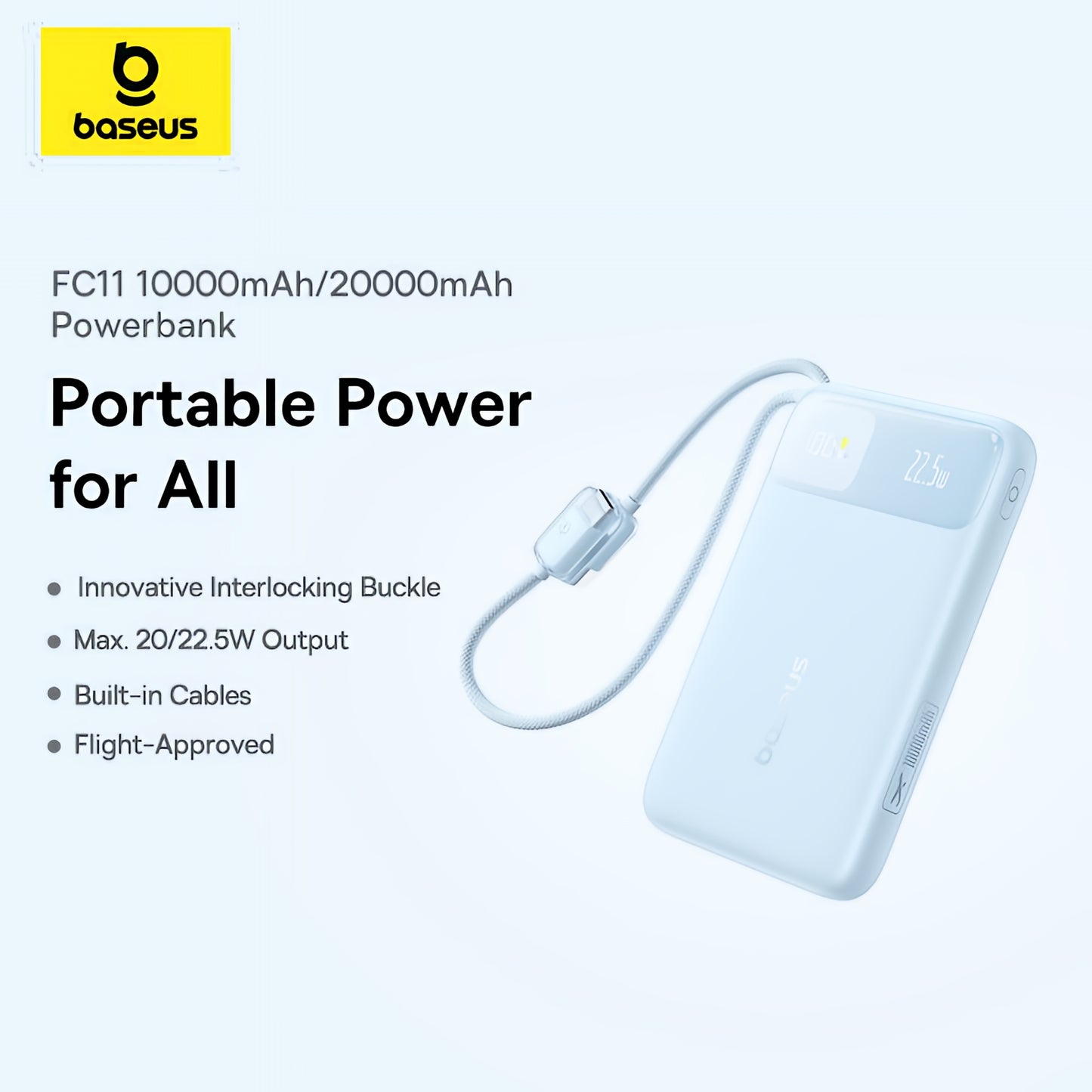 Externá batéria Baseus EnerFill FC11, 20000mAh, 22,5W, QC + PD, 1 x Lightning - 1 x USB-A - 2 x USB-C, modrá E0027S06
