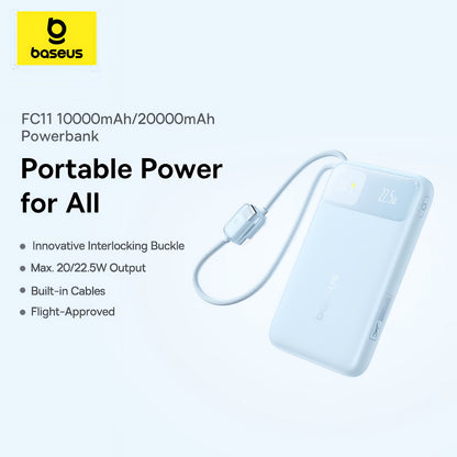 Externá batéria Baseus EnerFill FC11, 20000mAh, 22,5W, QC + PD, 1 x Lightning - 1 x USB-A - 2 x USB-C, modrá E0027S06