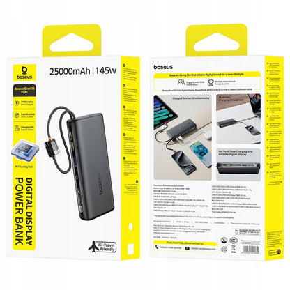 Externá batéria Baseus EnerFill FC41, 25000mAh, 145W, QC + PD, 1 x USB-A - 3 x USB-C, čierna E0028H03