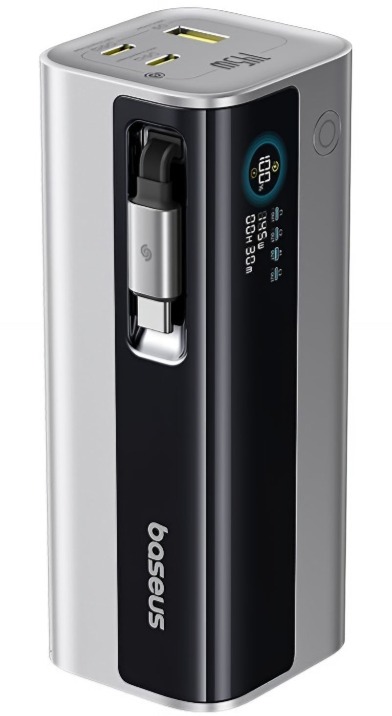 Externá batéria Baseus EnerGeek GR11, 20000mAh, 145W, QC + PD, 1 x USB-A - 3 x USB-C, Strieborná E0027B02