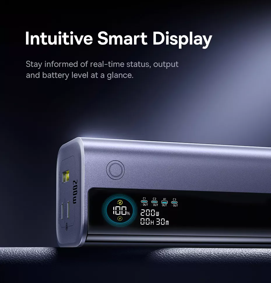 Externá batéria Baseus EnerGeek GR11, 25000mAh, 200W, QC + PD, 1 x USB-A - 3 x USB-C, Sivá E0028Q00