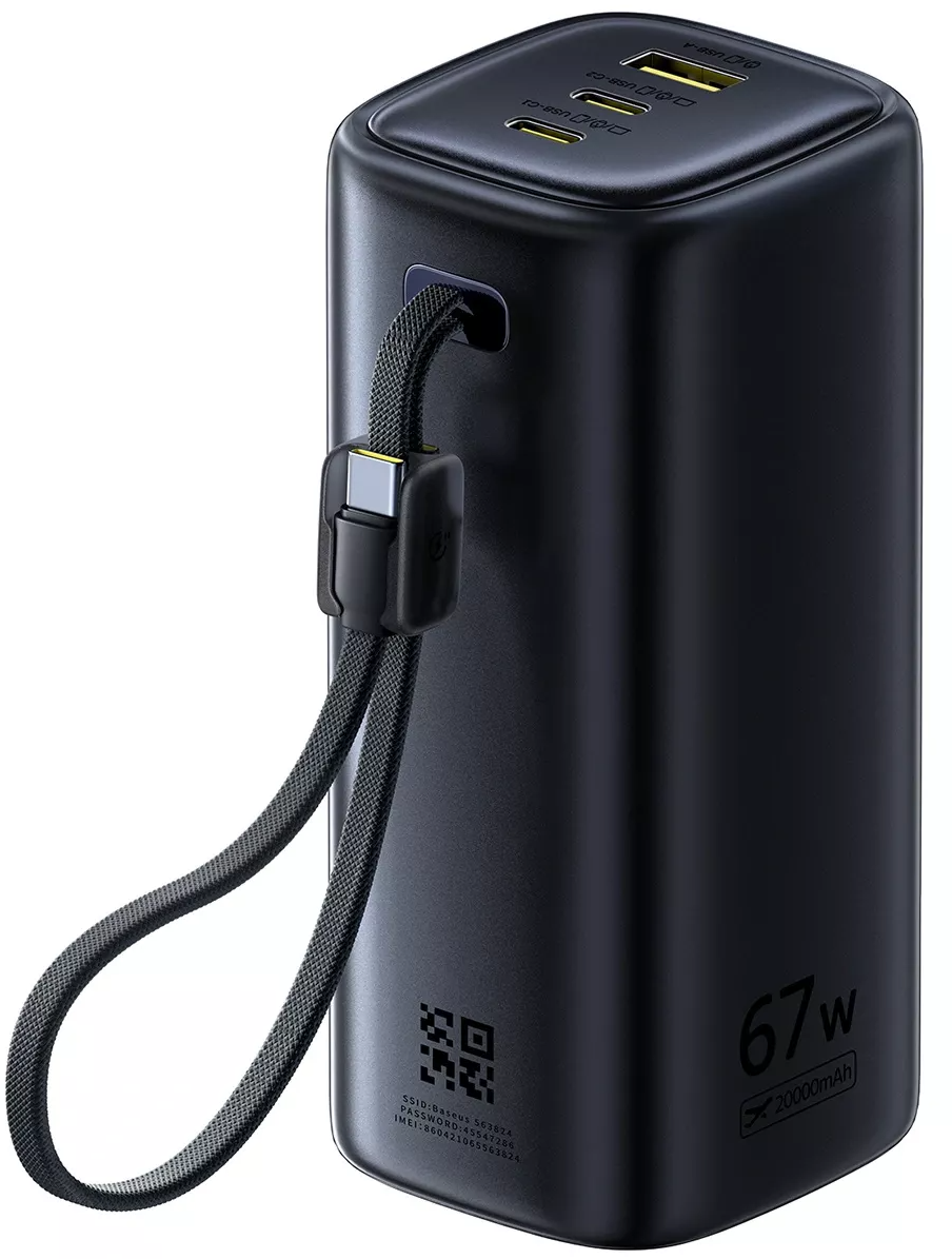 Externá batéria Baseus EnerGeek GX11, 20000mAh, 67W, QC + PD, 1 x USB-A - 2 x USB-C, Čierna E0025701