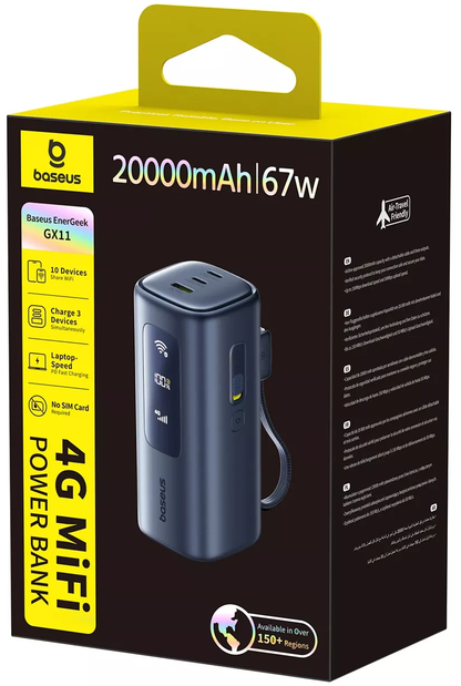 Externá batéria Baseus EnerGeek GX11, 20000mAh, 67W, QC + PD, 1 x USB-A - 2 x USB-C, Čierna E0025701