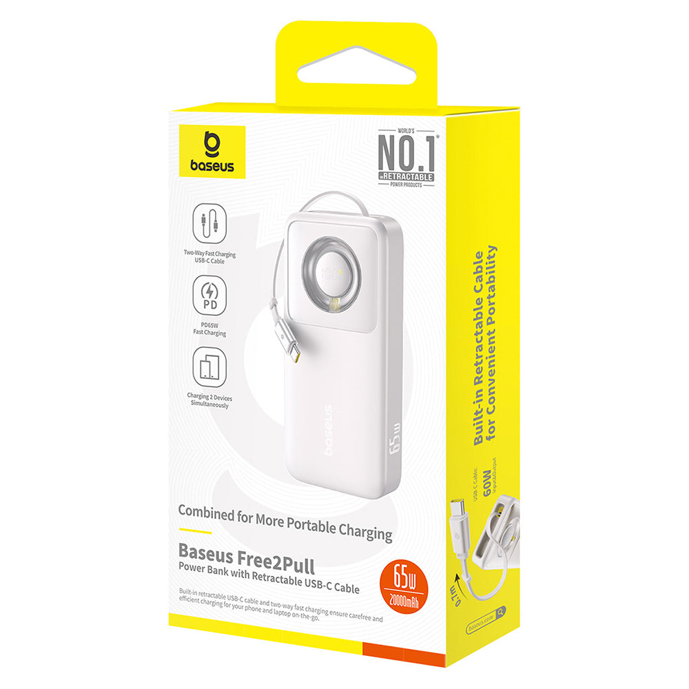 Externá batéria Baseus Free2Pull, 20000mAh, 65W, PD, 2 x USB-C, Sivá P10073700843-00