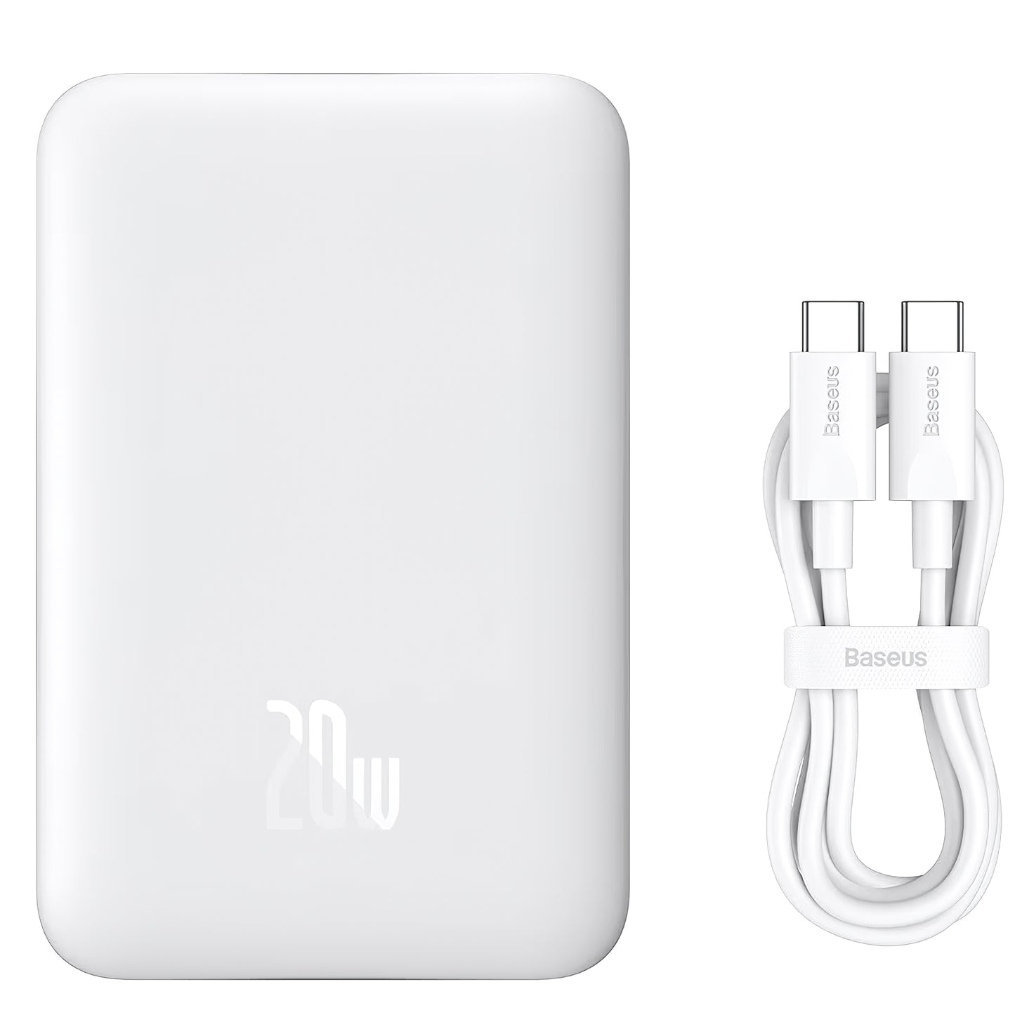 Externá batéria Baseus Magnetic Mini, 10000mAh, 20W, PD + FQI, 1 x USB-C, Biela P10059001223-00