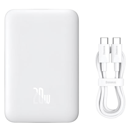 Externá batéria Baseus Magnetic Mini, 10000mAh, 20W, PD + FQI, 1 x USB-C, Biela P10059001223-00