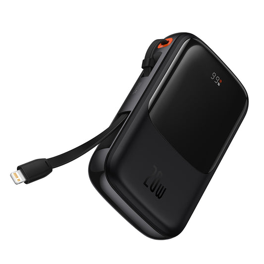 Externá batéria Baseus Qpow Pro, 10000mAh, 20W, QC + PD, 1 x Lightning - 1 x USB-A - 1 x USB-C, Čierna PPQD020001
