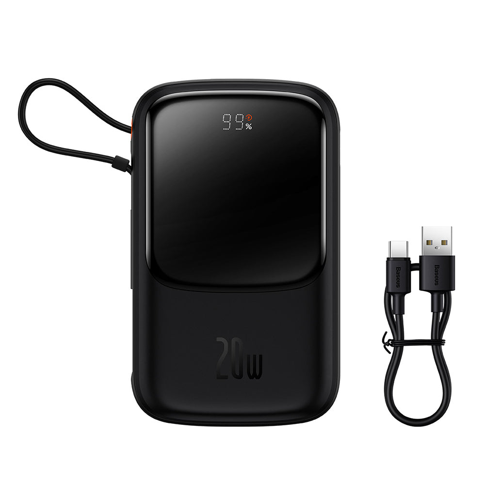 Externá batéria Baseus Qpow Pro, 10000mAh, 20W, QC + PD, 1 x Lightning - 1 x USB-A - 1 x USB-C, Čierna PPQD020001