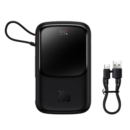 Externá batéria Baseus Qpow Pro, 10000mAh, 20W, QC + PD, 1 x Lightning - 1 x USB-A - 1 x USB-C, Čierna PPQD020001