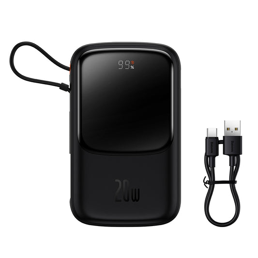 Externá batéria Baseus Qpow Pro, 10000mAh, 20W, QC + PD, 1 x Lightning - 1 x USB-A - 1 x USB-C, Čierna PPQD020001