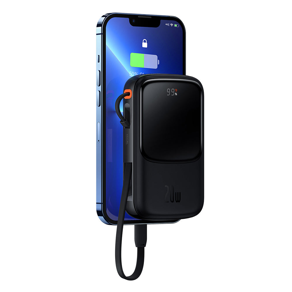 Externá batéria Baseus Qpow Pro, 10000mAh, 20W, QC + PD, 1 x Lightning - 1 x USB-A - 1 x USB-C, Čierna PPQD020001