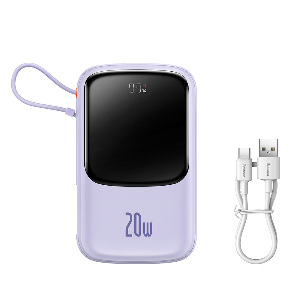Externá batéria Baseus Qpow Pro, 20000mAh, 20W, QC + PD, 1 x Lightning - 1 x USB-A - 1 x USB-C, Fialová PPQD030005