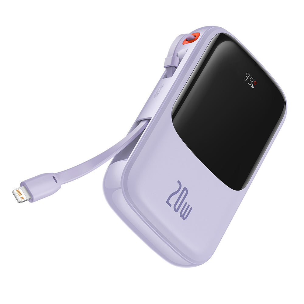 Externá batéria Baseus Qpow Pro, 20000mAh, 20W, QC + PD, 1 x Lightning - 1 x USB-A - 1 x USB-C, Fialová PPQD030005