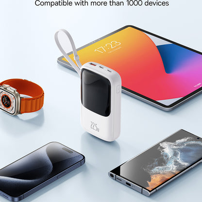 Baseus Qpow Pro+ External Battery, 10000mAh, 22.5W, QC + PD, 1 x USB-A - 2 x USB-C, White P10067101213-00