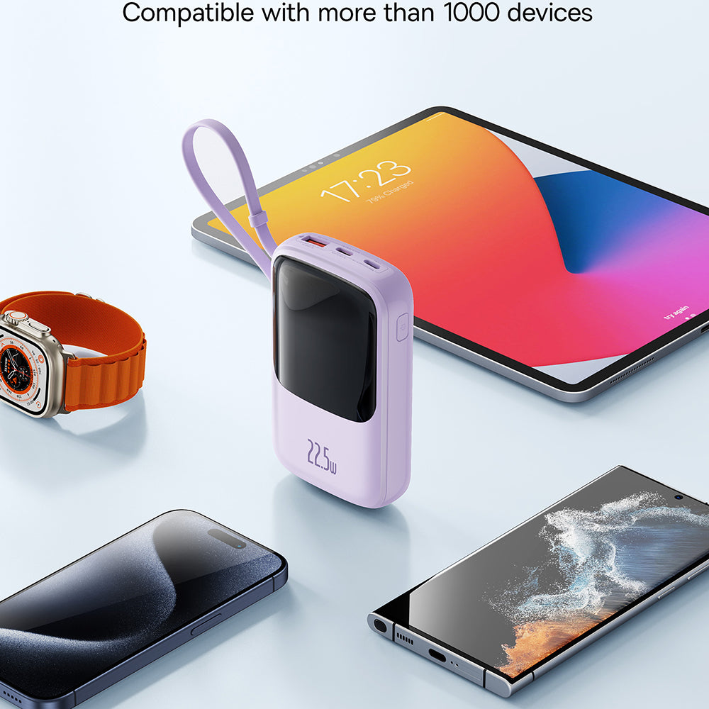 Externá batéria Baseus Qpow Pro+, 10000mAh, 22.5W, QC + PD, 1 x USB-A - 2 x USB-C, Fialová P10067101513-00
