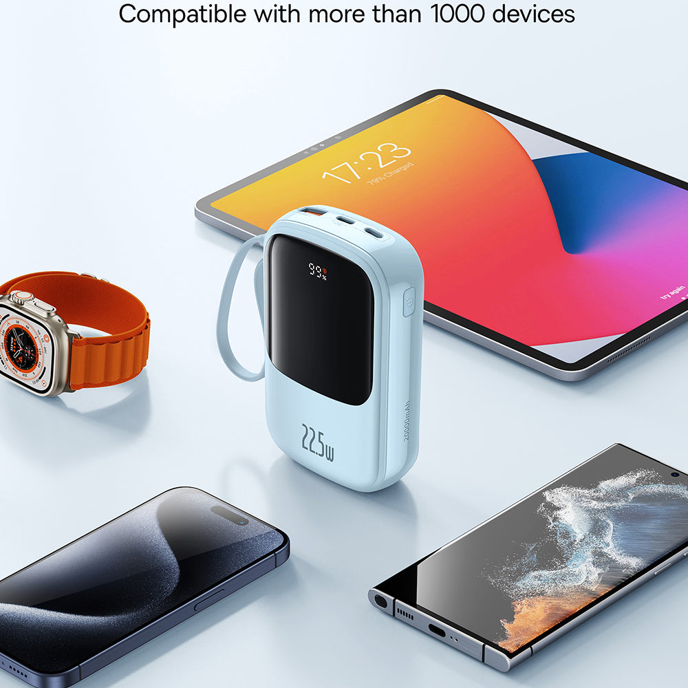 Externá batéria Baseus Qpow Pro+, 20000mAh, 22.5W, QC + PD, 1 x USB-A - 2 x USB-C, Modrá P10067103313-00