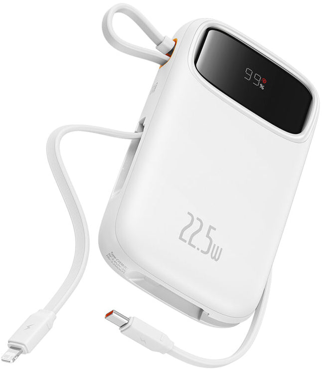 Externá batéria Baseus Qpow2, 10000mAh, 22.5W, QC + PD, 1 x Lightning - 1 x USB-A - 2 x USB-C, Biela P10055003223-00